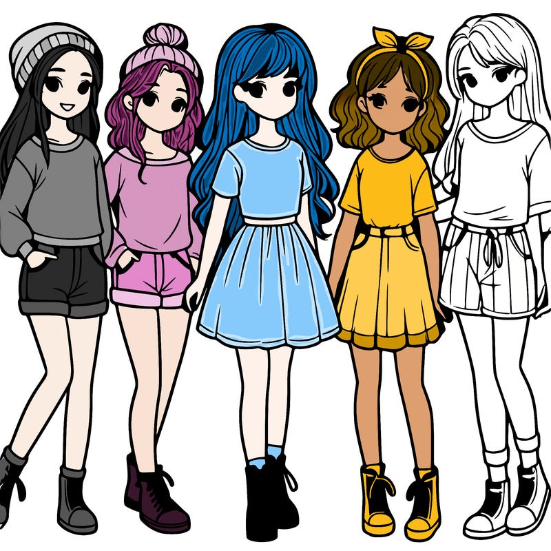 a group of five girls