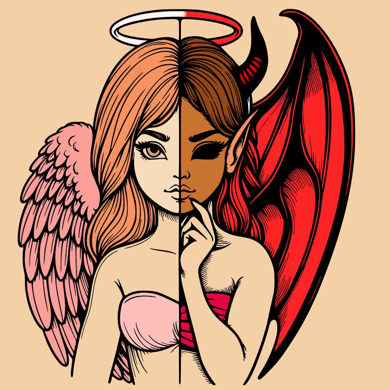 realistic angel half demon