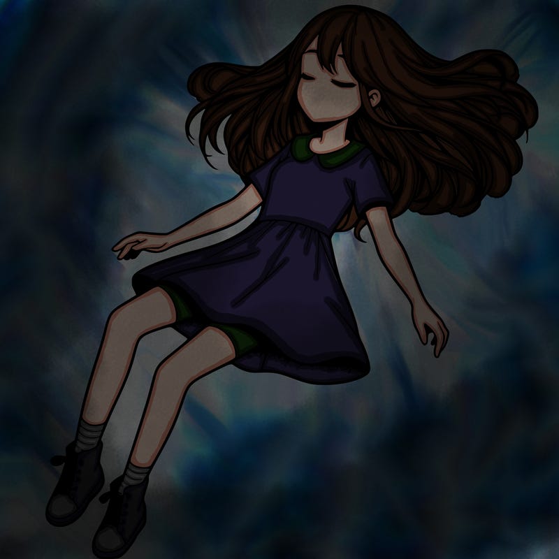 realistic girl floating