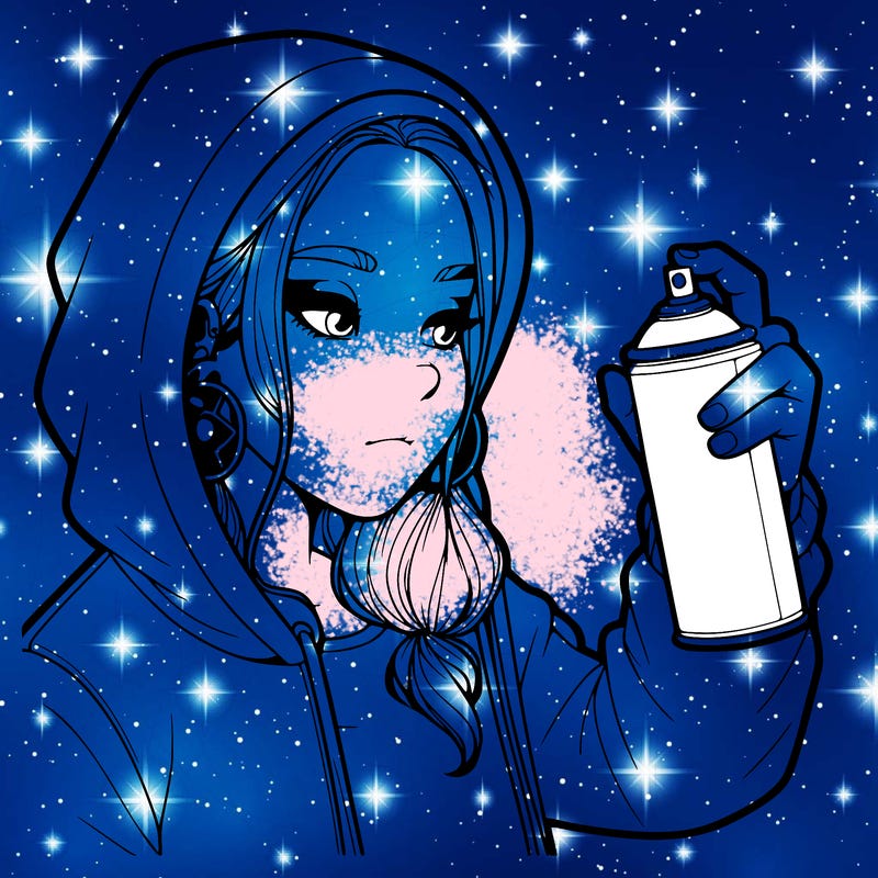 a realistic girl, spray painting