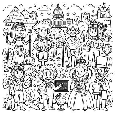 Embark on an exciting journey through time with our engaging historical figures coloring page. Kids will love bringing iconic leaders, scientists, and pioneers to life with their favorite colors.