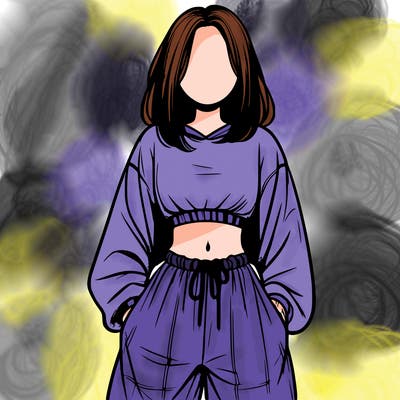 realistic girl faceless with baggy pants and a crop top
