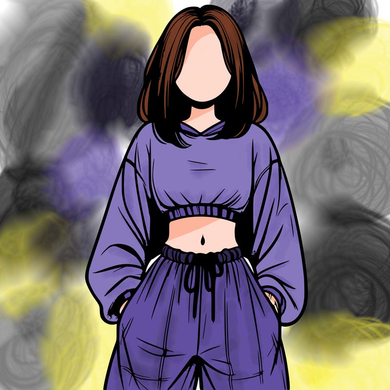 realistic girl faceless with baggy pants and a crop top