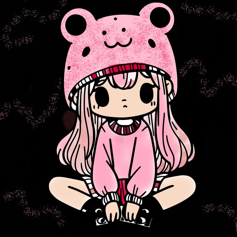 a girl wearing a frog hat and some frog socks