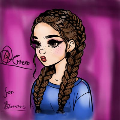 realistic girl with braids