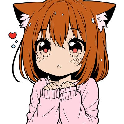 shy anime catgirl