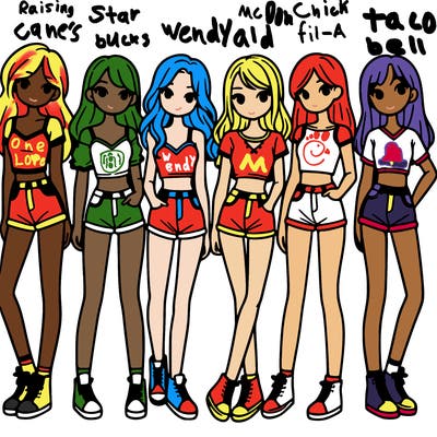 a group of girls wearing crop tops and shorts