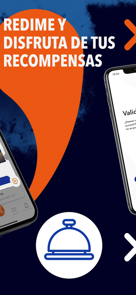 Fisher´s - Promotional screen of the Fisher's mobile app showing loyalty rewards and a service bell icon