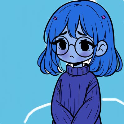 sad girl with glasses in a sweater