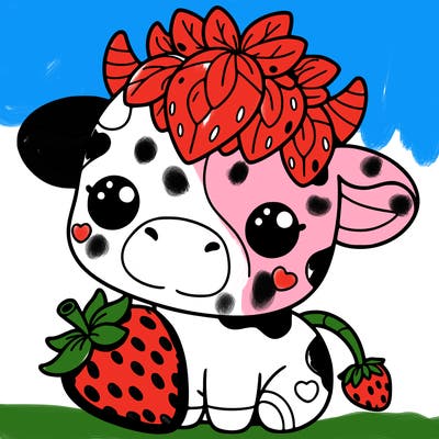 cute strawberry cow