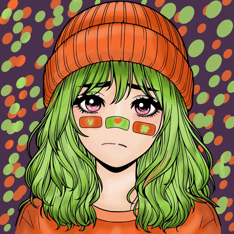 realistic girl in beanie and band aids on their face