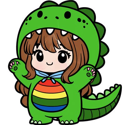 girl in a dinosaur costume