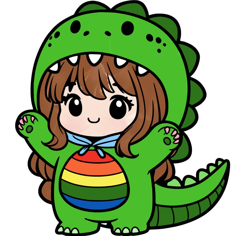 girl in a dinosaur costume