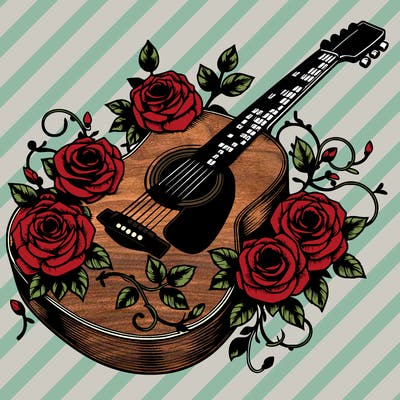 accustic guitar with roses