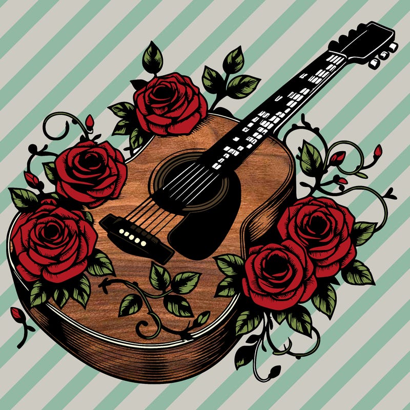 accustic guitar with roses