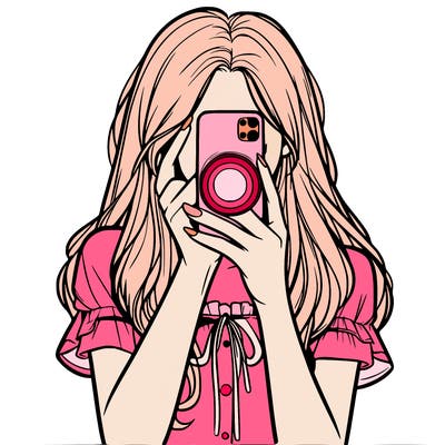 a realistic girl holding her phone taking pictures