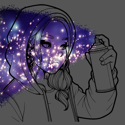 a realistic girl, spray painting
