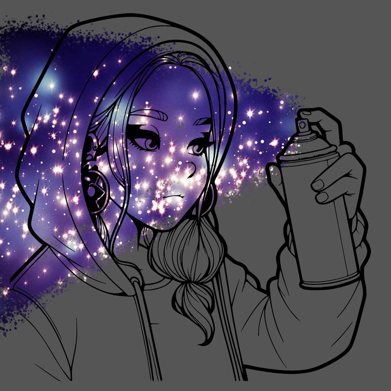 a realistic girl, spray painting