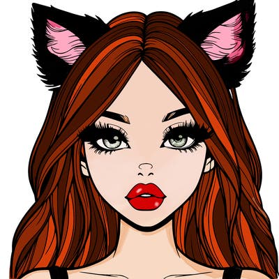 realistic girl with fox ears and realistic lips