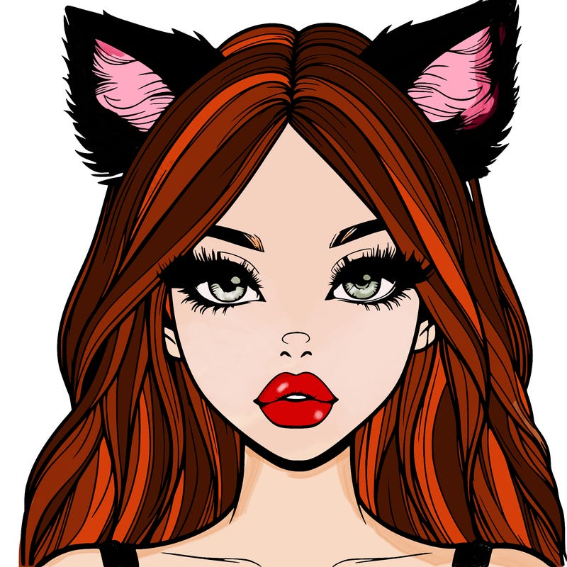 realistic girl with fox ears and realistic lips
