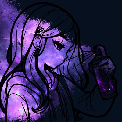 a realistic girl spray painting