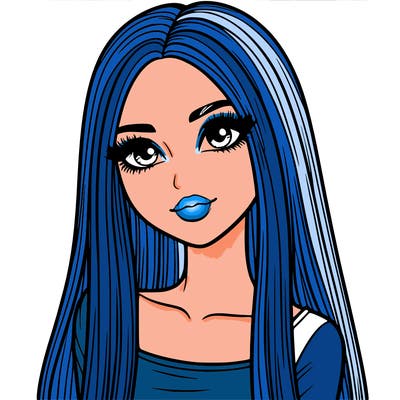 realistic girl with straight and long hair