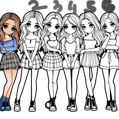 a group of girls realistic