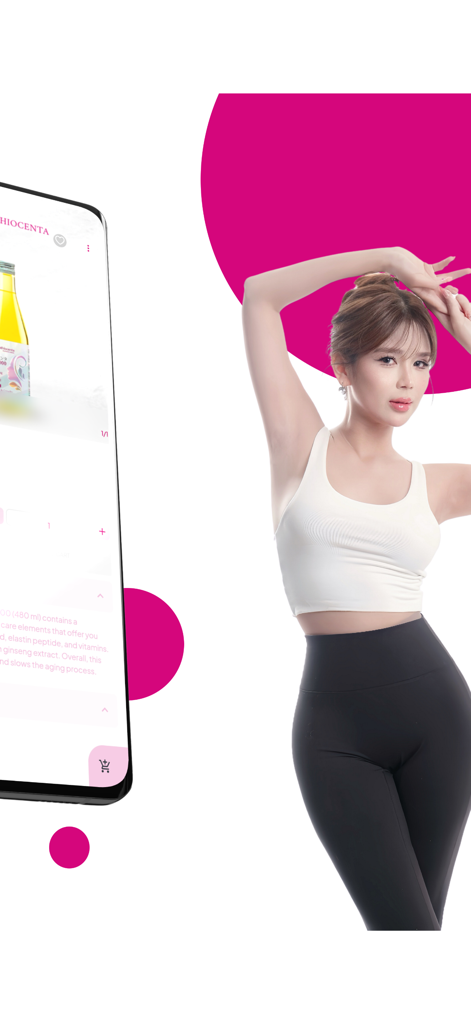 Fairy God Barbie - A smartphone screen showing a skincare product next to a woman posing against a pink background.