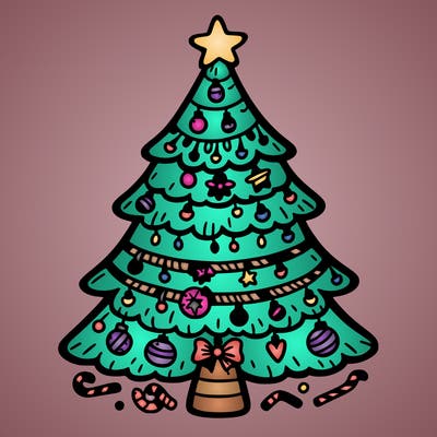 christmas tree with lots of details