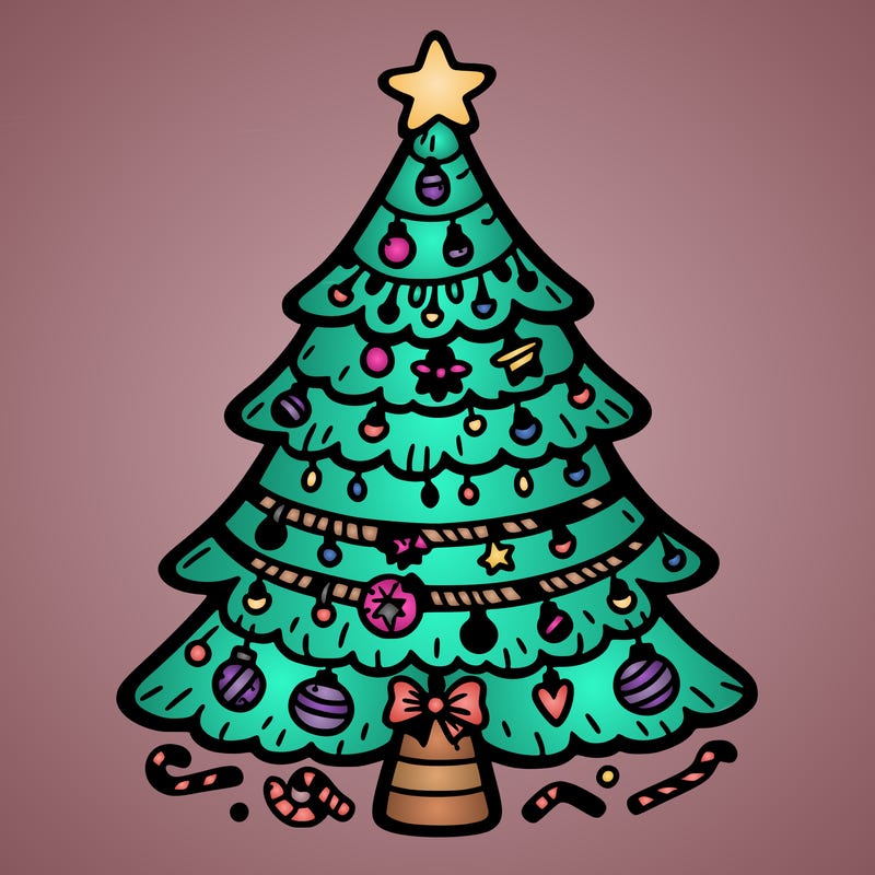 christmas tree with lots of details