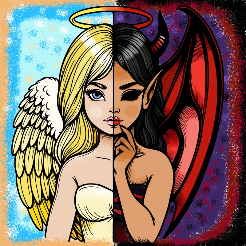 realistic angel half demon