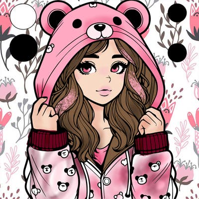 realistic girl in a animal pjs hoodie