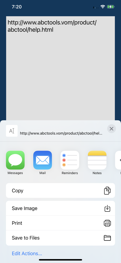 QROX+: QR code Generator - iOS share sheet showing options to share or save a QR code link within the QROX app