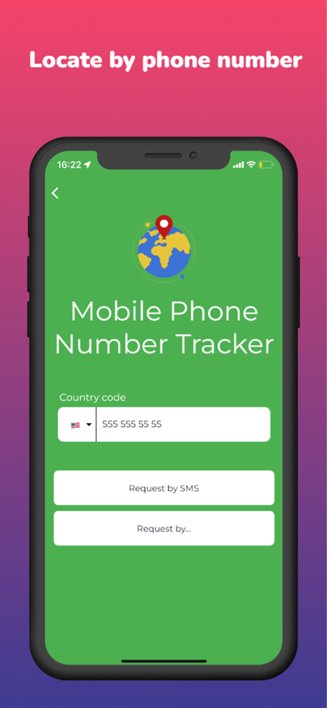 Mobile Phone Number Tracker - Mobile Phone Number Tracker app interface for locating a phone via SMS request