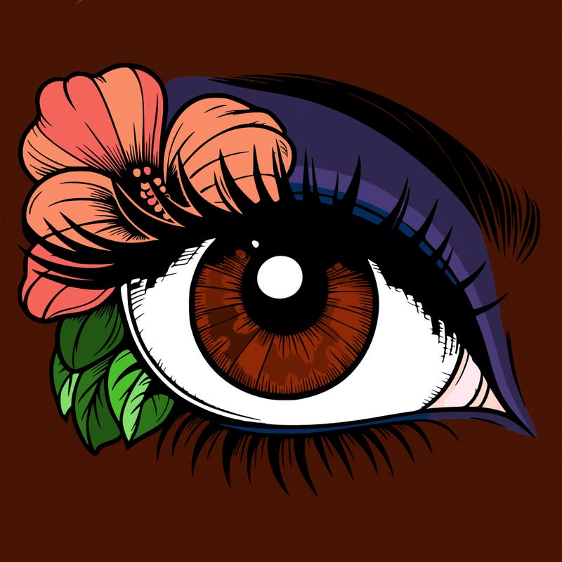 realistic eye with flower