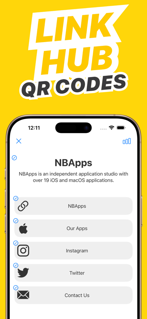 Interfaz de usuario que muestra una página de destino personalizada de varios enlaces para perfiles de redes sociales y empresariales