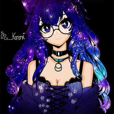 anime girl realistic with hot glasses and cat ears