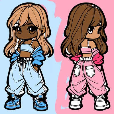 girl in crop top and baggy pants