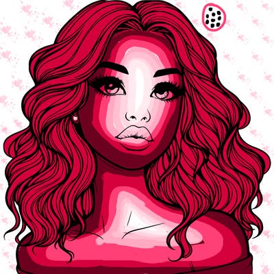 realistic girl with wavy hair and lips