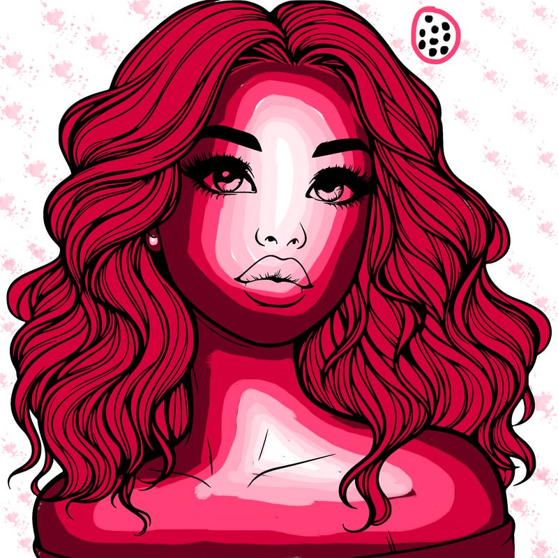 realistic girl with wavy hair and lips