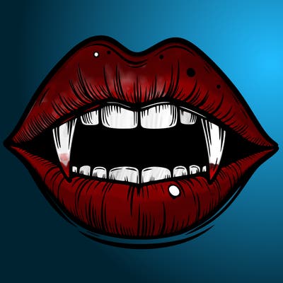 lips with vampire teeth
