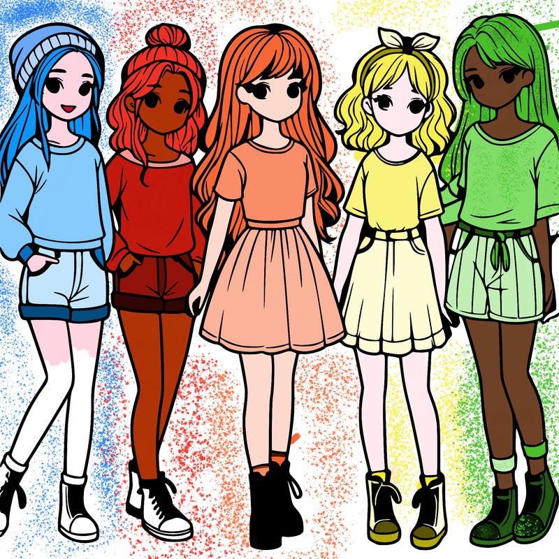 a group of five girls