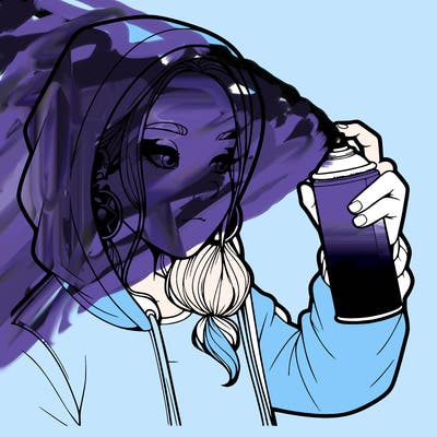 a realistic girl, spray painting