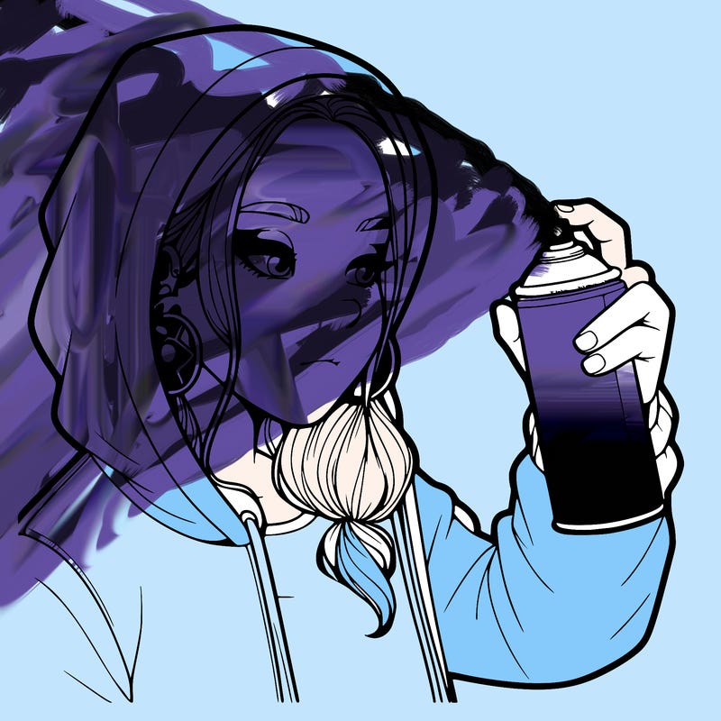 a realistic girl, spray painting