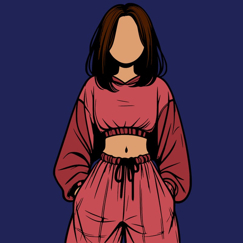 realistic girl faceless with baggy pants and a crop top