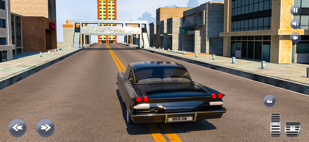 Un coche negro circulando por una calle de la ciudad en el juego Urban Gangster Crime Real Gang