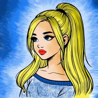 realistic girl with a high ponytail