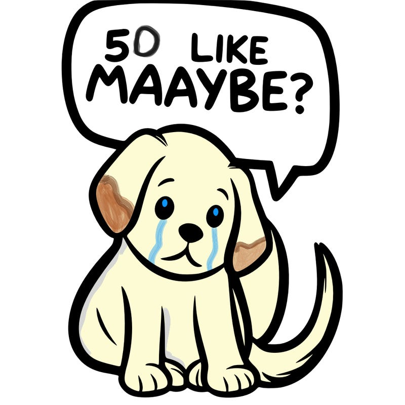 a puppy that says 5 like maybe