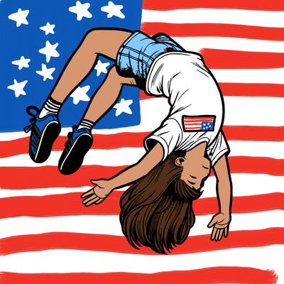 realistic girl doing a backflip