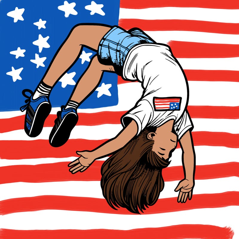 realistic girl doing a backflip
